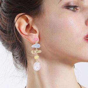 Bohemian pearl drop earrings M190